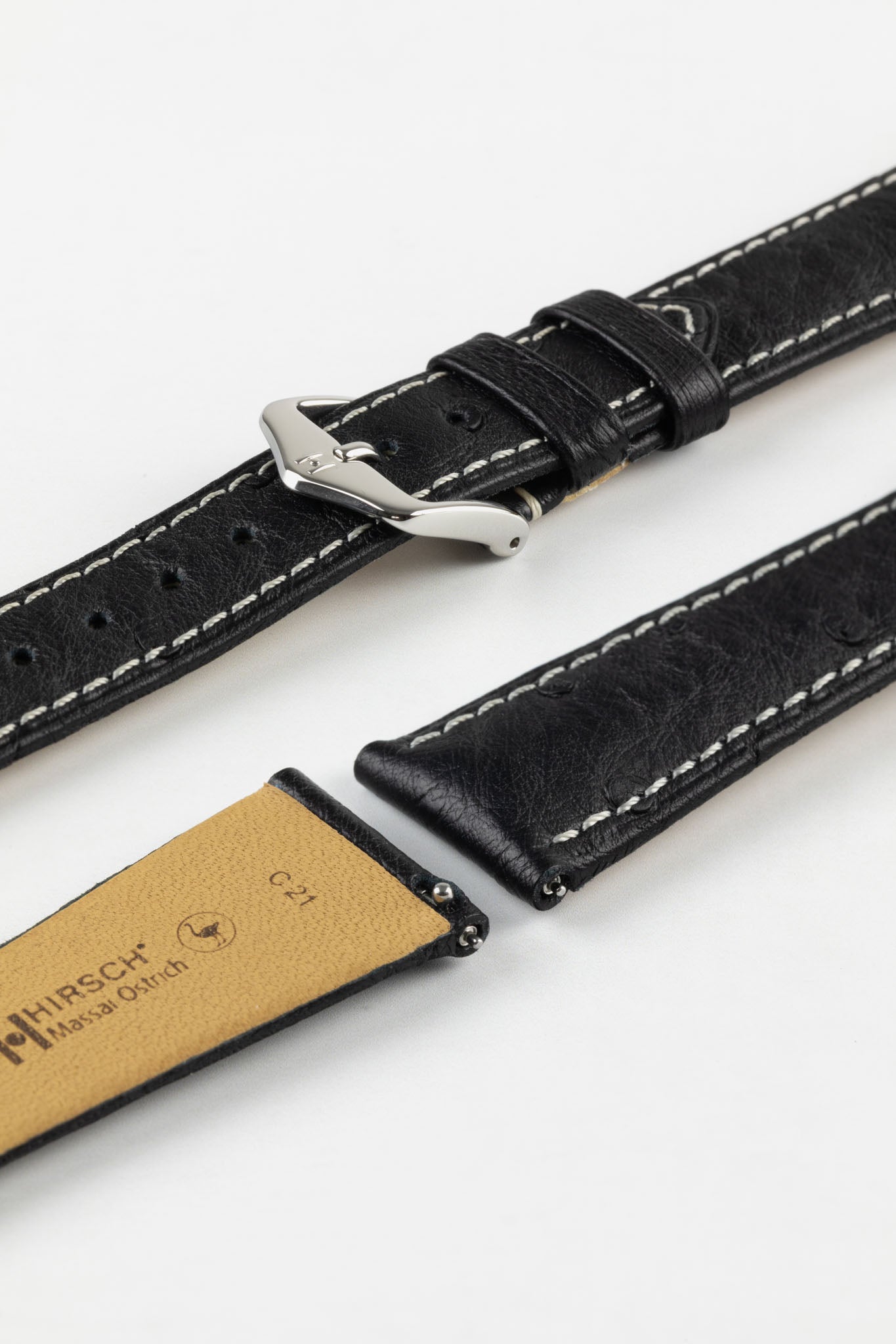 Ostrich Leather Watch Strap Black Watch Obsession UK
