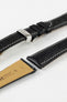 Hirsch MASSAI OSTRICH Leather Watch Strap in BLACK with WHITE Stitching