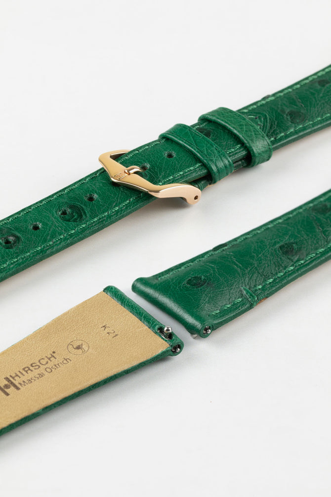 Hirsch MASSAI OSTRICH Green Leather Watch Strap