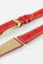 Hirsch MASSAI OSTRICH Leather Watch Strap in RED With WHITE Stitching