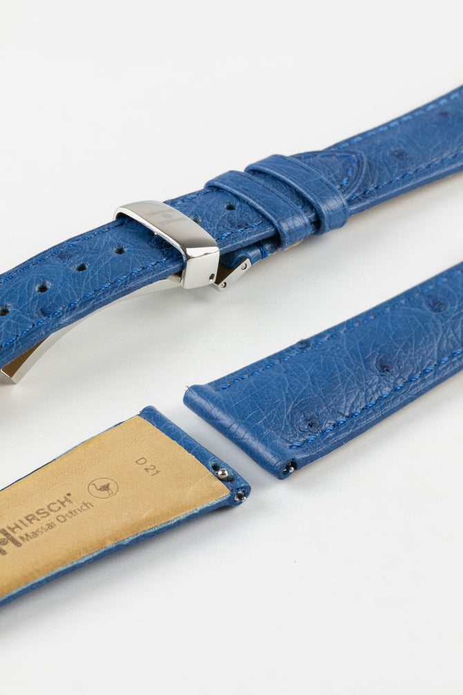 Hirsch MASSAI OSTRICH Royal Blue Leather Watch Strap