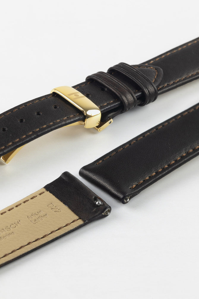 Hirsch MERINO Nappa Leather Watch Strap in BROWN