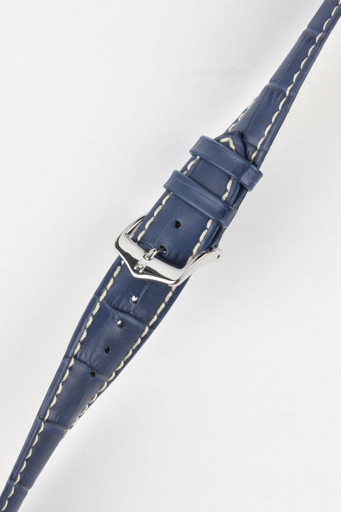 Hirsch MODENA Blue Alligator Embossed Leather Watch Strap