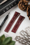 Hirsch NAVIGATOR Alligator Deployment Watch Strap in BURGUNDY