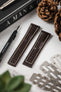 Hirsch NAVIGATOR Alligator Deployment Watch Strap in DARK BROWN