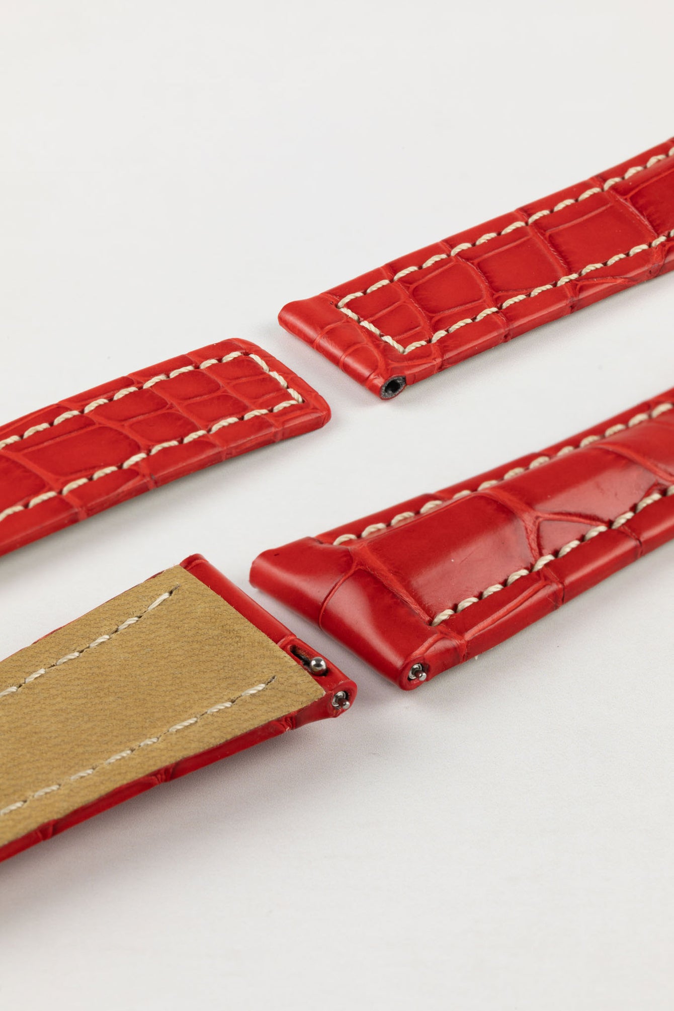 Hirsch NAVIGATOR Alligator Deployment Red Watch Strap