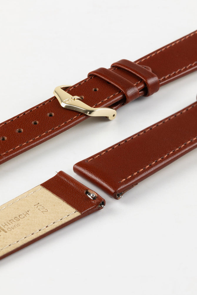 Hirsch OSIRIS Mid Brown Calf Leather Watch Strap