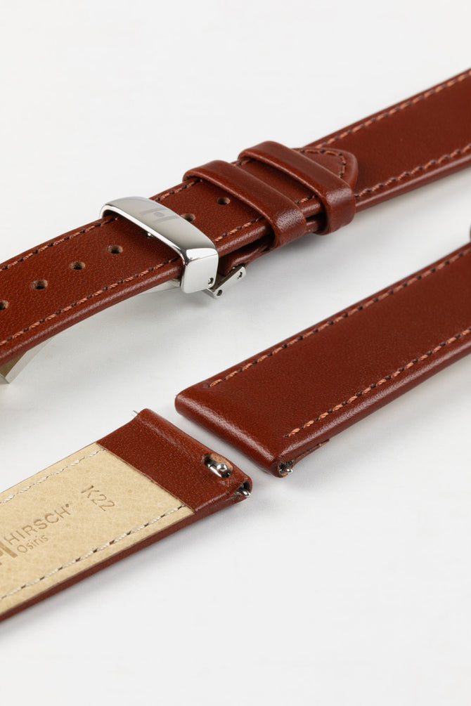 Hirsch OSIRIS Mid Brown Calf Leather Watch Strap