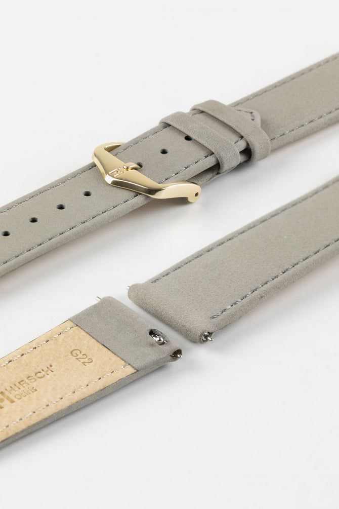 Hirsch OSIRIS With Nubuck Effect Calf Leather Watch Strap in GREY
