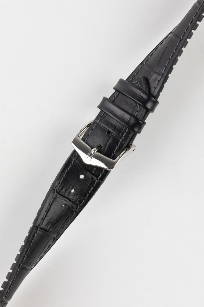 Hirsch PAUL Strap - Alligator Embossed Performance Watch Strap in BLACK