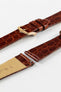 Hirsch PRESTIGE Gold Brown Shiny Genuine Crocodile Leather Watch Strap