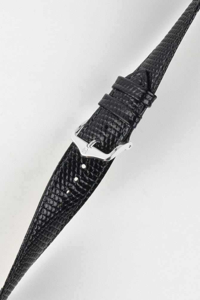 Hirsch RAINBOW Lizard-Embossed Open Ended Watch Strap in BLACK