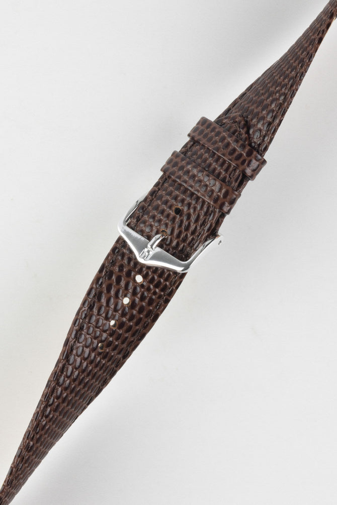Hirsch RAINBOW Quick-Release Lizard Embossed Leather Watch Strap in BROWN