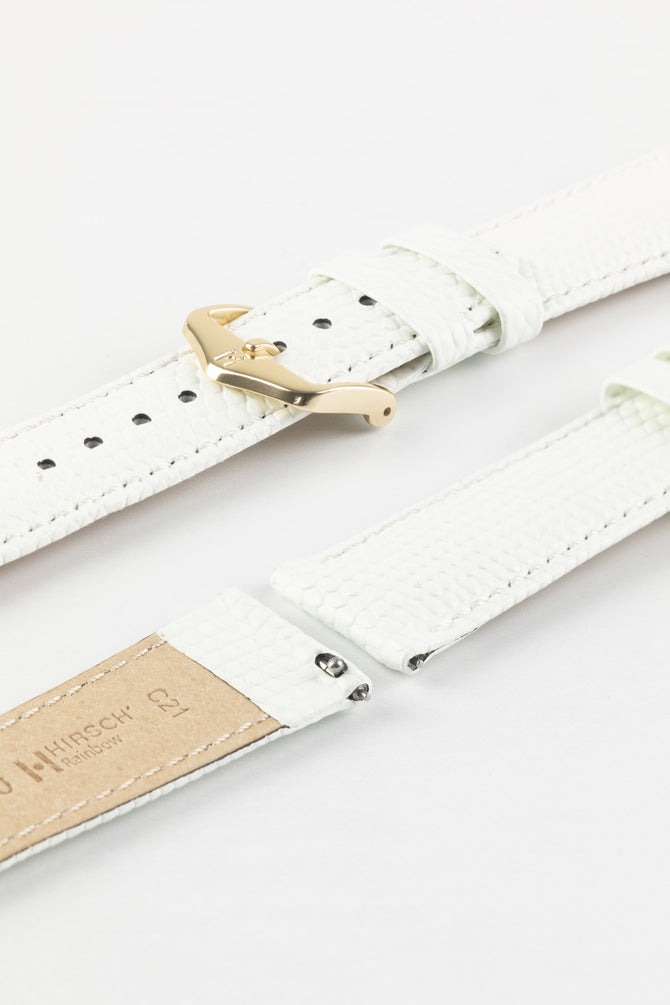 Hirsch RAINBOW Lizard Embossed White Leather Watch Strap