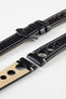 Hirsch RALLY Natural Leather Racing Watch Strap in BLACK / WHITE