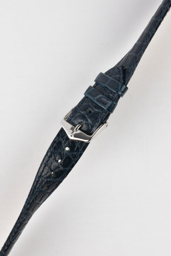 Hirsch REGENT Genuine Alligator Leather Watch Strap in Blue