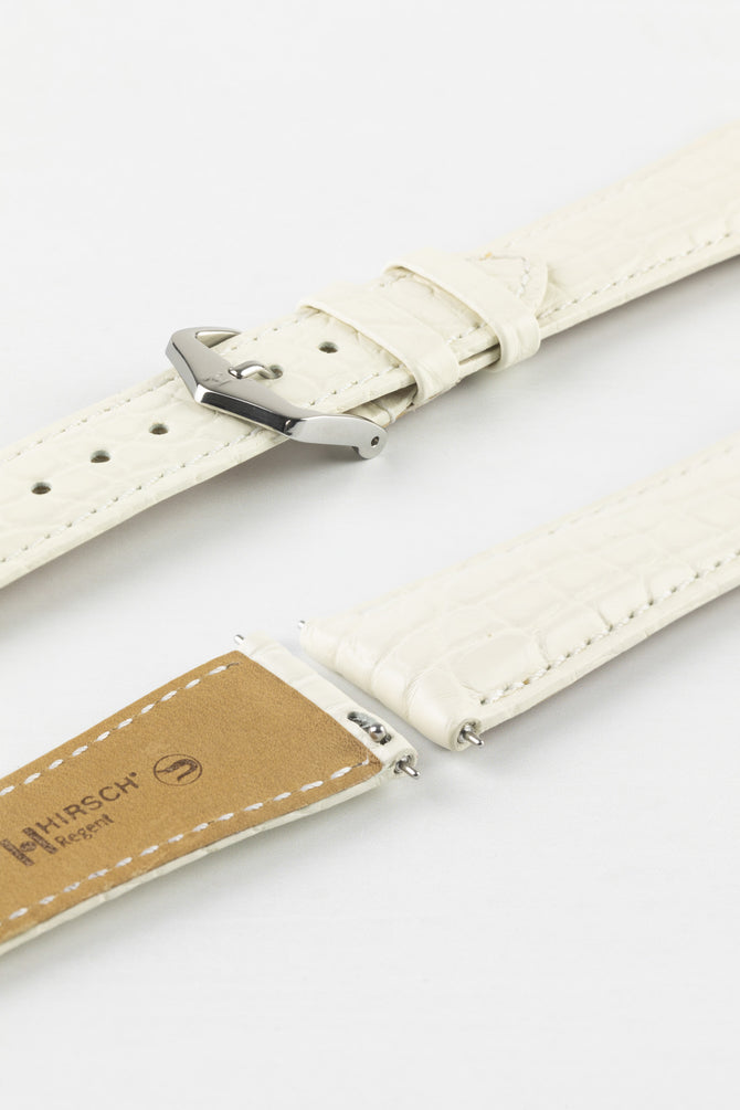 Hirsch REGENT White Genuine Alligator Leather Watch Strap