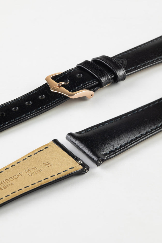 Hirsch SIENA Black Tuscan Leather Watch Strap