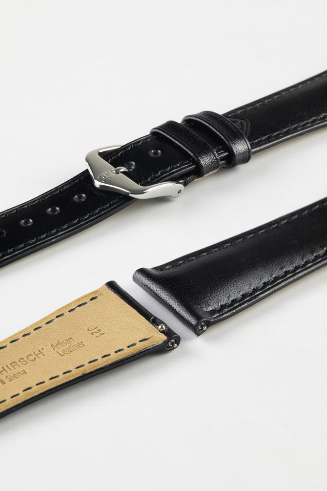 Hirsch SIENA Black Tuscan Leather Watch Strap