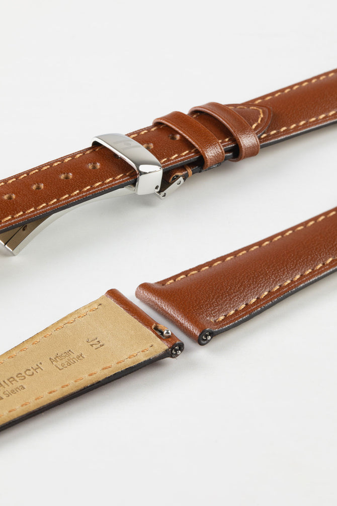 Hirsch SIENA Gold Brown Tuscan Leather Watch Strap