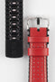 Hirsch TIGER Perforated Leather Performance Watch Strap in Red