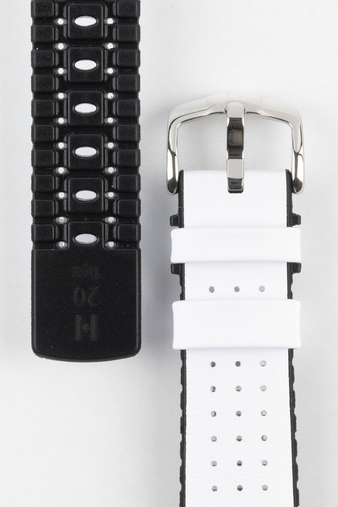 Hirsch TIGER Performance Perforated Leather Watch Strap in WHITE