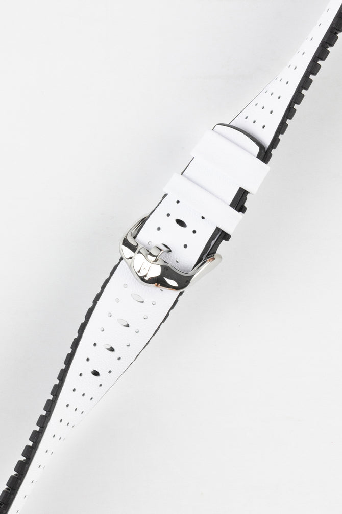 Hirsch TIGER Perforated Leather  Performance Watch Strap in White