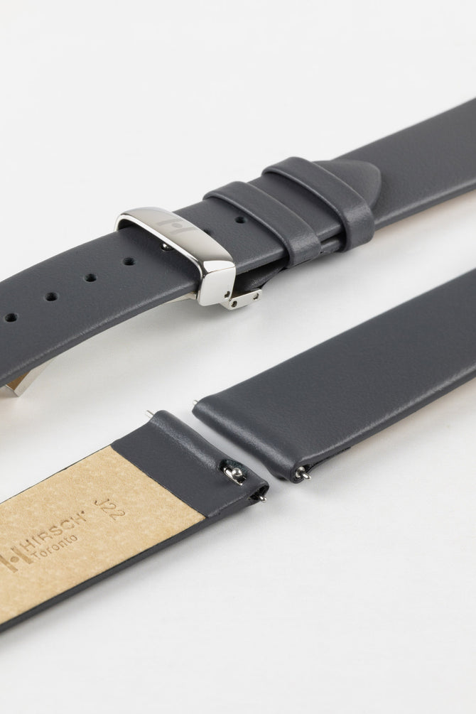 Hirsch TORONTO Grey Fine-Grained Leather Watch Strap