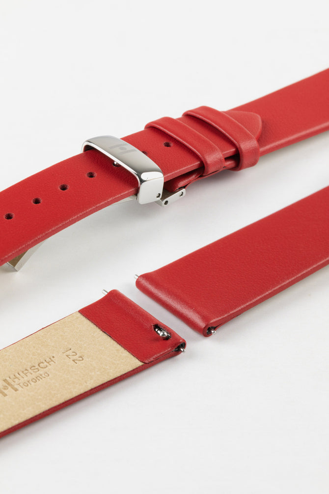 Hirsch TORONTO Red Fine-Grained Leather Watch Strap