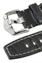 Hirsch TRITONE Padded Alligator Grey Leather Watch Strap with White Stitching