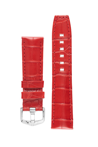 Hirsch TRITONE Padded Alligator Leather Watch Strap in RED