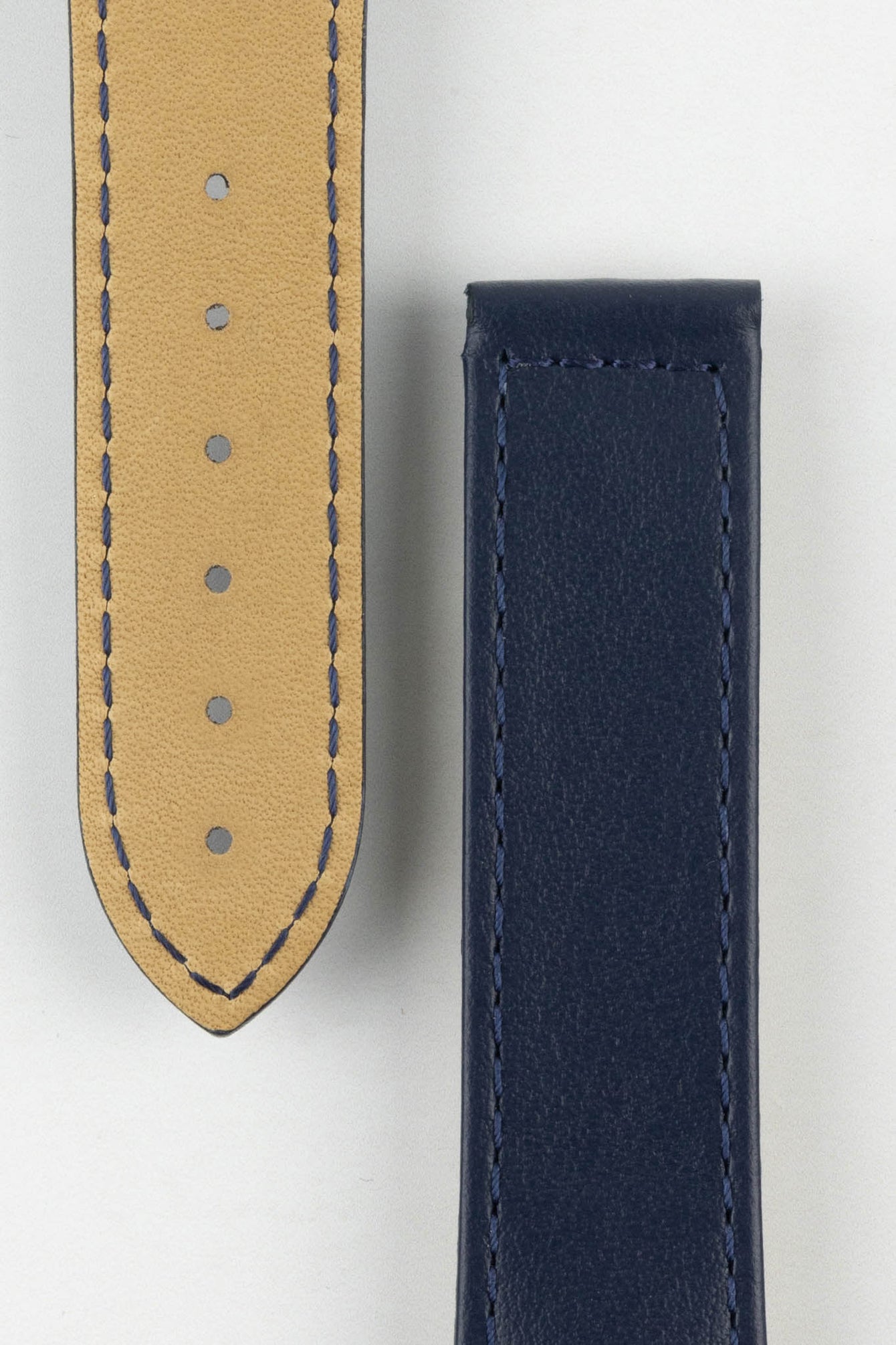 Hirsch VOYAGER Calfskin Deployment Watch Strap in BLUE/BLUE