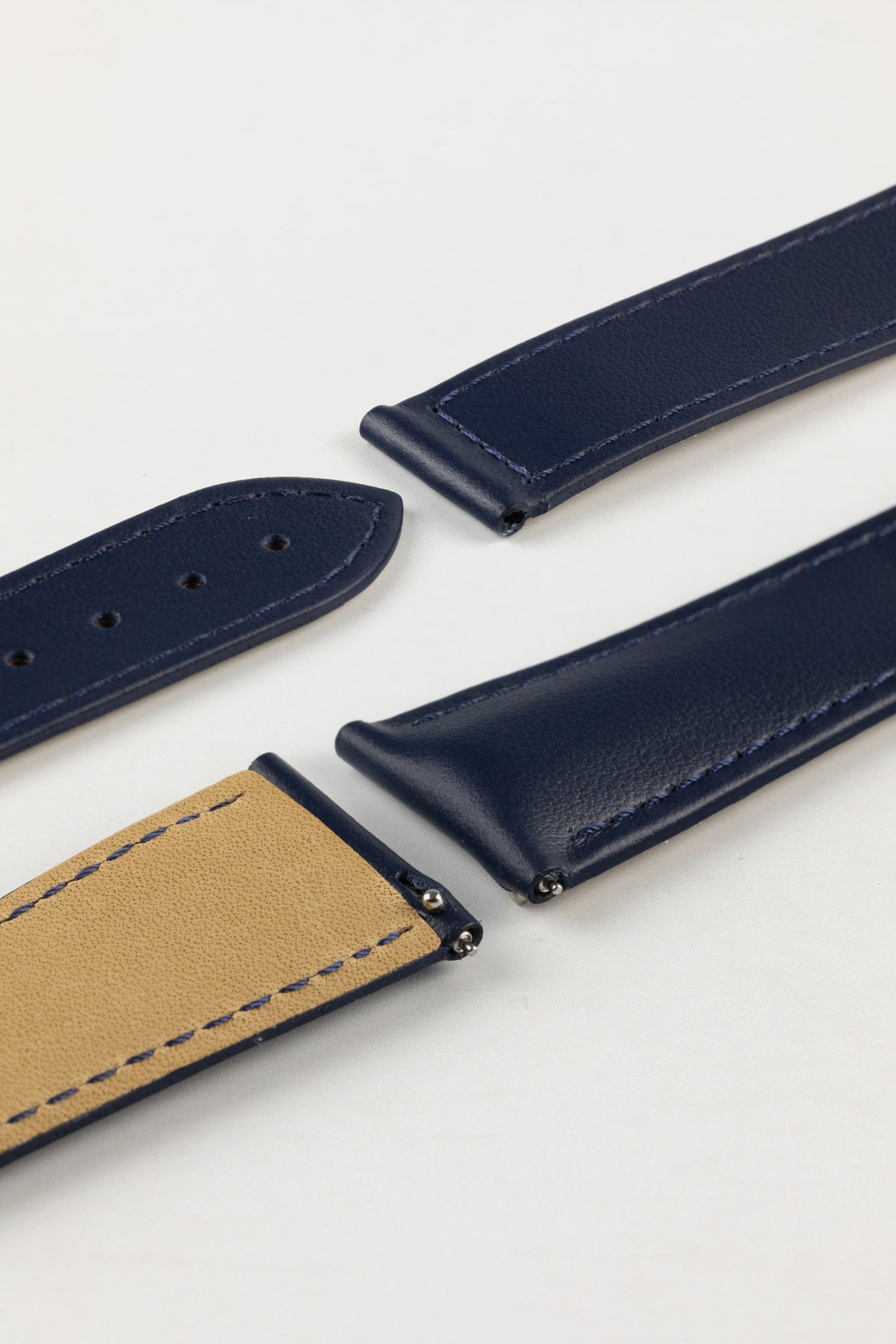 Hirsch VOYAGER Calfskin Deployment Watch Strap in BLUE/BLUE
