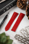 Hirsch VOYAGER Calfskin Deployment Watch Strap in RED/RED