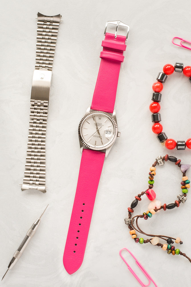 leather pink watch strap
