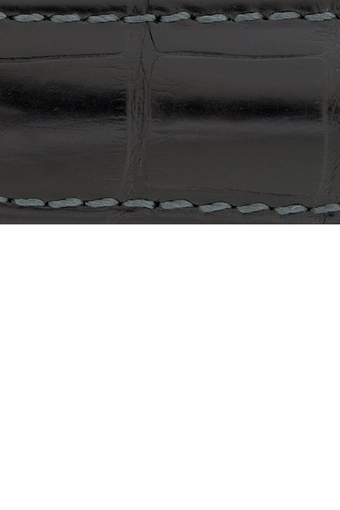 Hirsch Earl Genuine Alligator-Skin Watch Strap in Black (Texture Detail)