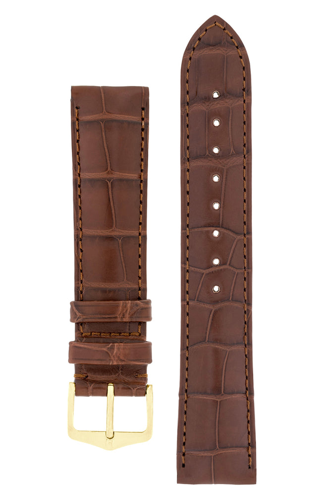 brown alligator leather watch strap