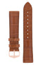 Hirsch Earl Genuine Alligator-Skin Watch Strap in Gold Brown (with Polished Rose Gold Steel H-Tradition Buckle)