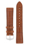 Hirsch Earl Genuine Alligator-Skin Watch Strap in Gold Brown (with Polished Silver Steel H-Tradition Buckle)
