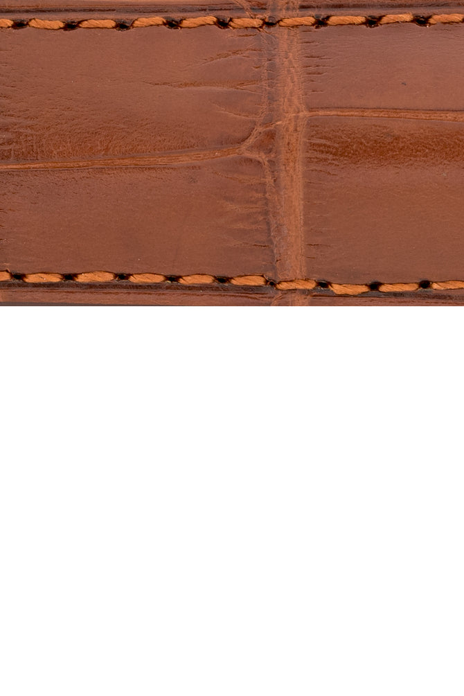 Hirsch Earl Genuine Alligator-Skin Watch Strap in Gold Brown (Texture Detail)