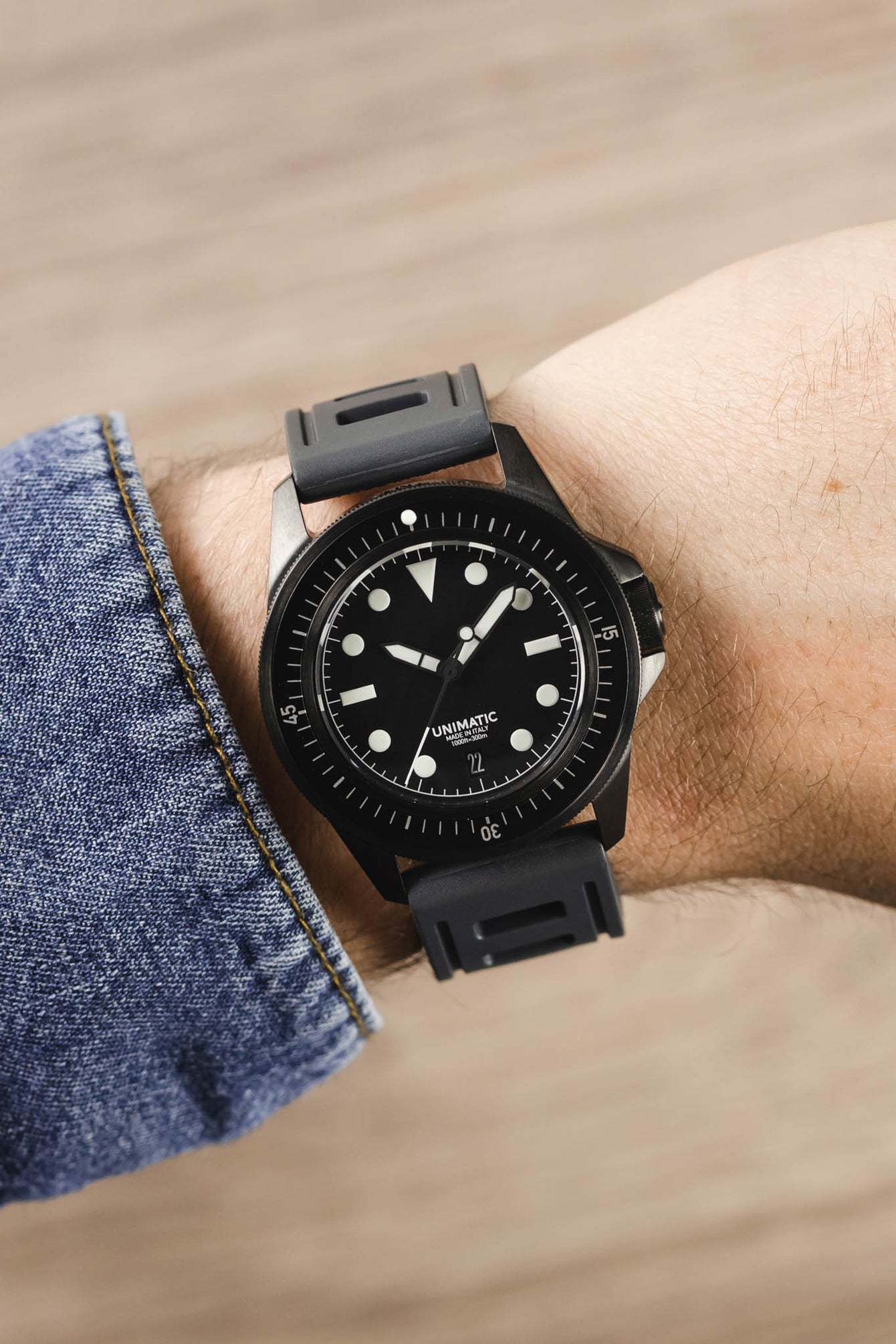 ISOfrane Rubber Dive Watch Strap in ANTHRACITE 20mm/20mm 130mm/75mm Retrosicuro Buckle