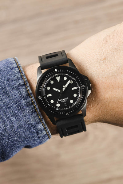 ISOfrane Rubber Dive Watch Strap in BLACK