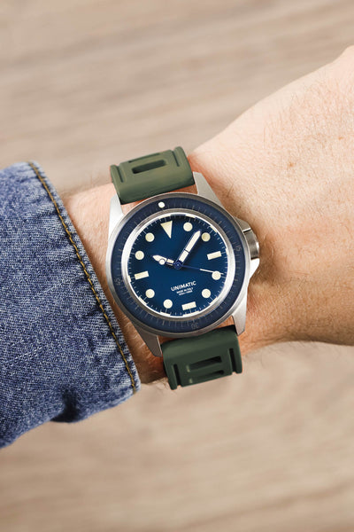 ISOfrane Rubber Dive Watch Strap in MILITARY GREEN