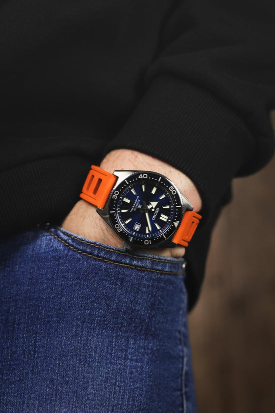 ISOfrane Rubber Dive Watch Strap in ORANGE WatchObsession