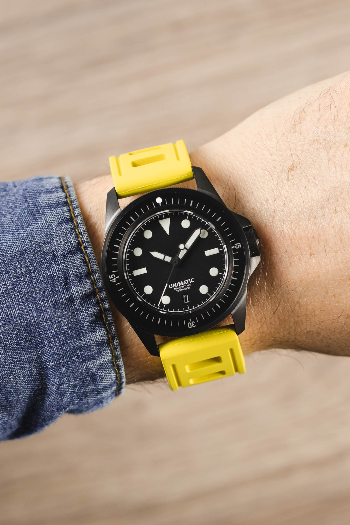 ISOfrane Rubber Dive Watch Strap in YELLOW WatchObsession