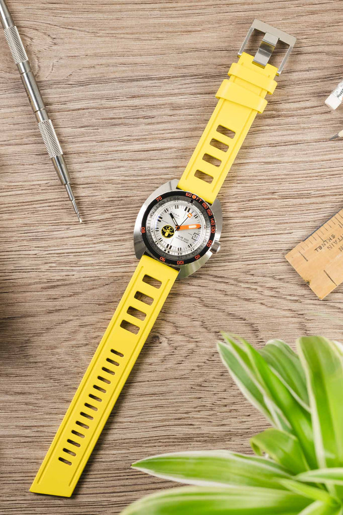 ISOfrane Rubber Dive Watch Strap in YELLOW WatchObsession Watch