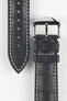 ISOSWISS SKINSKAN Alligator-Embossed Rubber Watch Strap in BLACK with White Stitch
