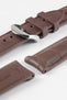 ISOSWISS SKINSKAN Alligator-Embossed Rubber Watch Strap in BROWN