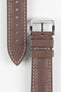 ISOSWISS SKINSKAN Alligator-Embossed Rubber Watch Strap in BROWN with White Stitch