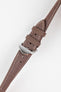 ISOSWISS SKINSKAN Alligator-Embossed Rubber Watch Strap in BROWN with White Stitch